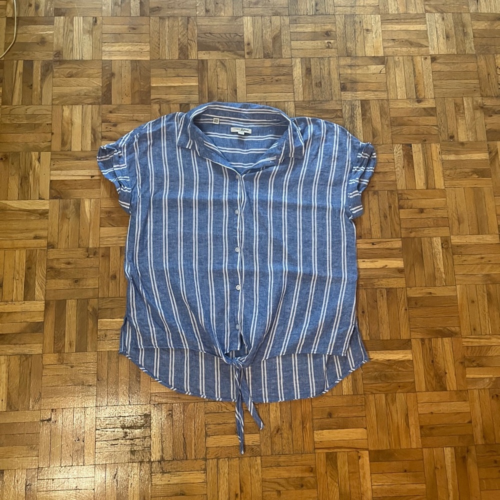 Jacks Girlfriend Striped Tie Blouse